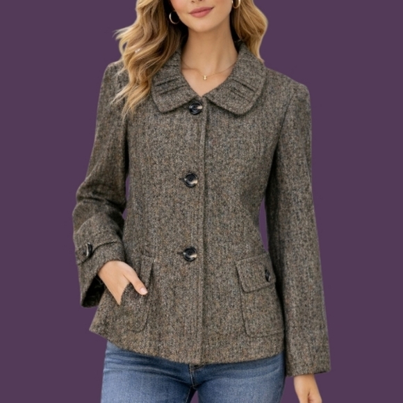 Sag Harbor Jackets & Blazers - VTG SAG HARBOR Gothic Herringbone Swing Blazer Coat
